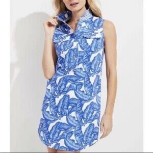 Vineyard Vines Leaf Print Sleeveless Dress